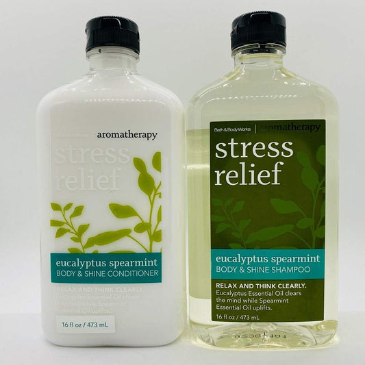 Bath & Body Works Aromatherapy Eucalyptus Spearmint Shampoo and Conditioner Set 16 Ounce Stress Relief