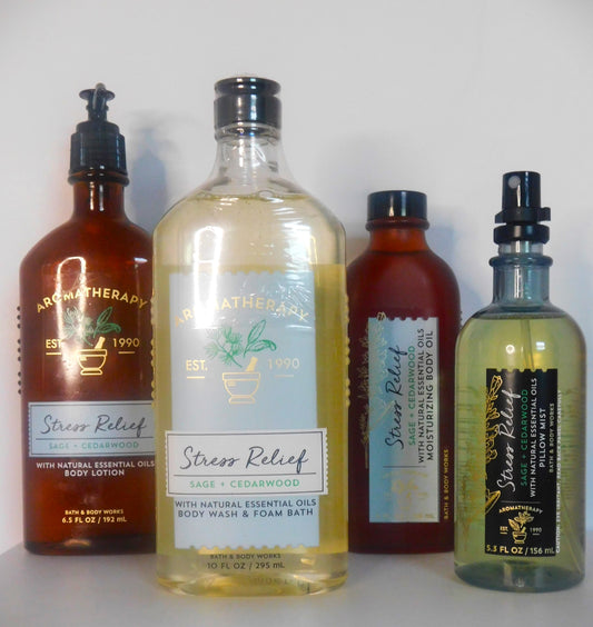 Bath and Body Works Aromatherapy Stress Relief - SAGE + Cedarwood Gift Set of 5