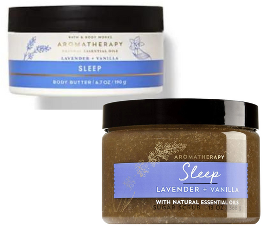 Bath & Body Works Aromatherapy Lavender & Vanilla Body Butter/ Sugar Scrub Set