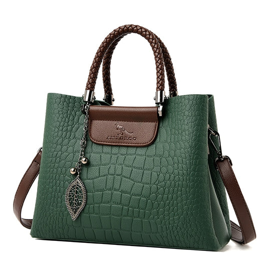 3 Layers Pocket High Quality Leather Handbag - Betian-na