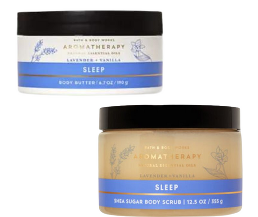 Bath & Body Works Aromatherapy Lavender & Vanilla Body Butter/ Scrub Set